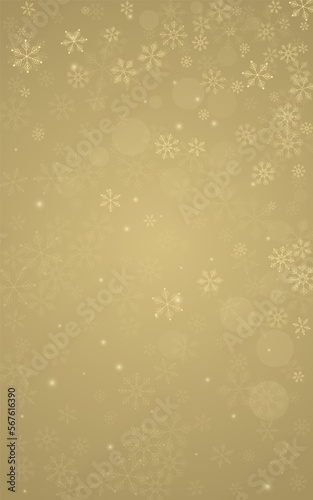 Gray Snowfall Vector Golden Background. Holiday
