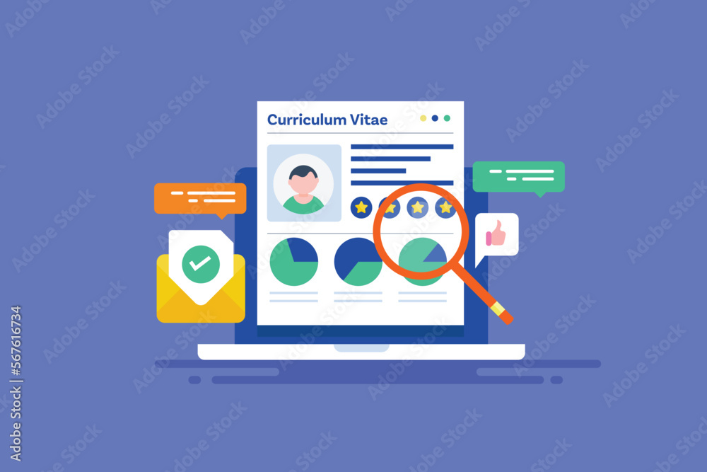 Online resume application on laptop screen, selecting employee based on experience and expertise job search HR company conceptual concept banner. Online resume application on laptop screen, selecting employee based on experience and expertise job search HR company conceptual concept banner.