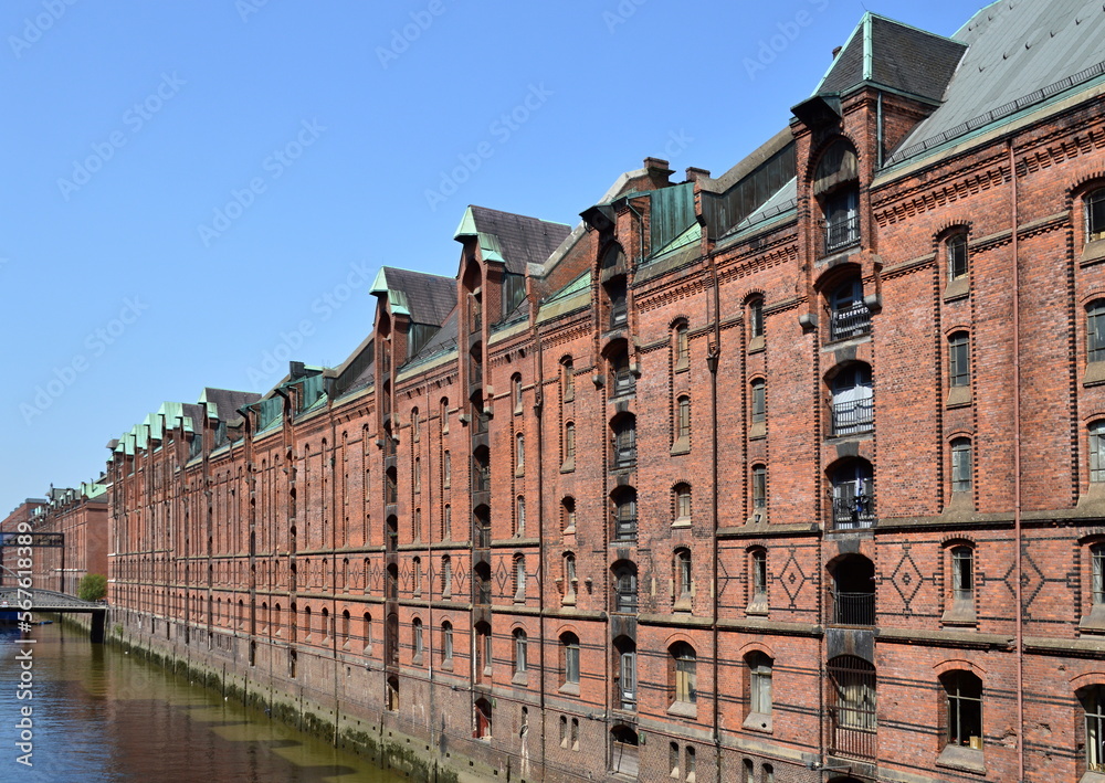Historical Building in the Old Neighborhood Speicherstadt in the Hanse City Hamburg