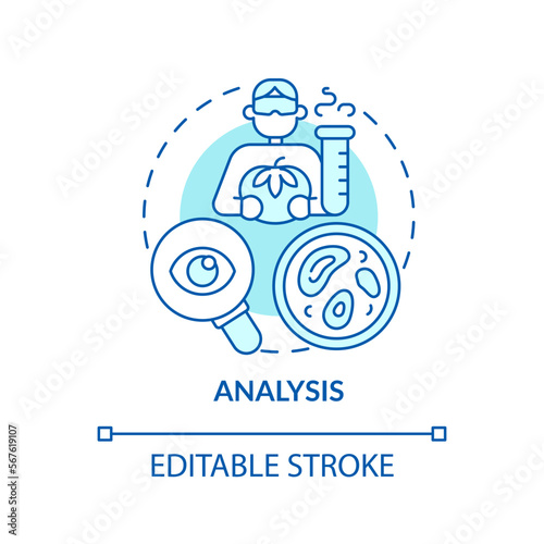 Analysis turquoise concept icon. Study potential risk reasons. HACCP system element abstract idea thin line illustration. Isolated outline drawing. Editable stroke. Arial, Myriad Pro-Bold fonts used