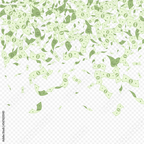 Swirl Cash Vector Transparent Background. Falling