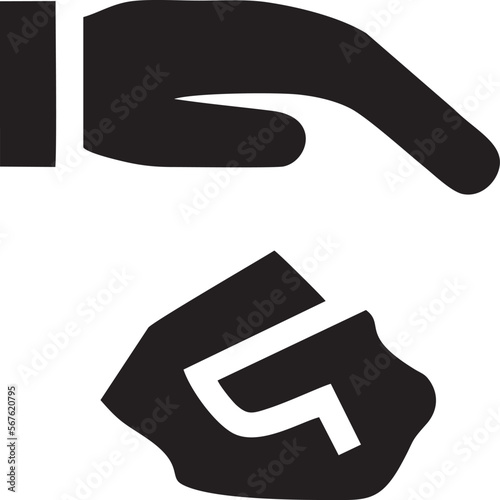 Hand icon symbol in black vector image , illustration of the human finger