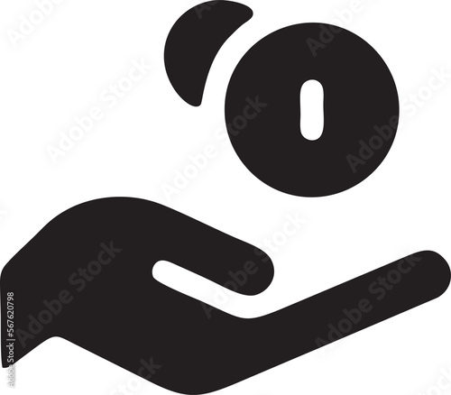 Hand icon symbol in black vector image , illustration of the human finger