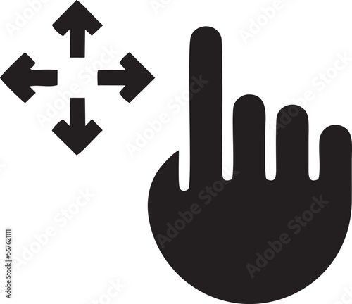 Hand icon symbol in black vector image , illustration of the human finger