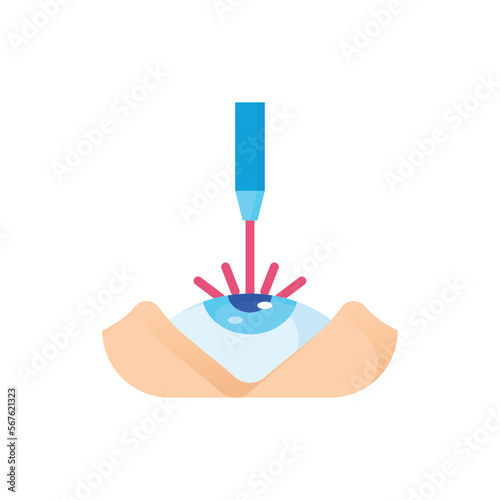 Laser eye surgery flat icon..Ophthalmology. Lasik vision correction. Vector illustration.