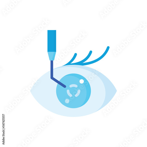 Cataract surgery flat icon. Ophthalmology. Lasik vision correction. Modern vector illustration.