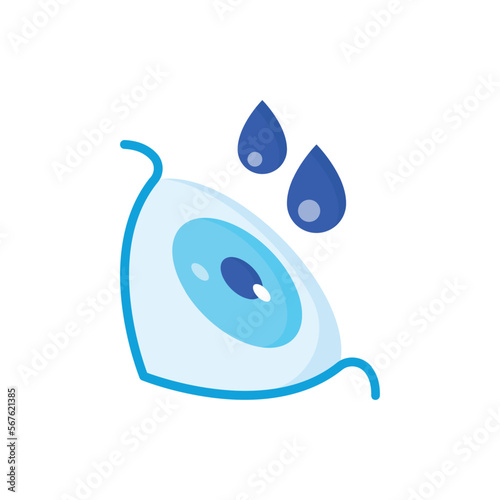 Eye drops for conjunctivitis, fatigue, moisturizing. Medical treatment. Flat icon. Vector illustration.