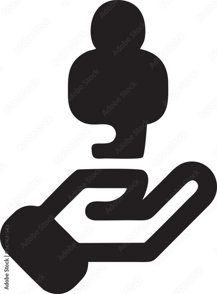 Hand icon symbol in black vector image , illustration of the human finger Hand icon symbol in black vector image , illustration of the human finger