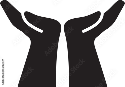 Hand icon symbol in black vector image , illustration of the human finger