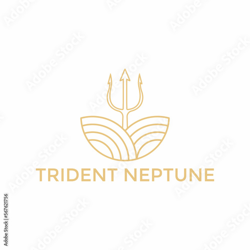 Minimalist trident neptune vector logo