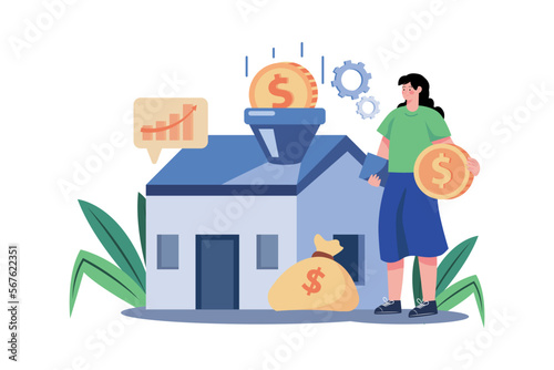 Woman visiting property with real estate agent