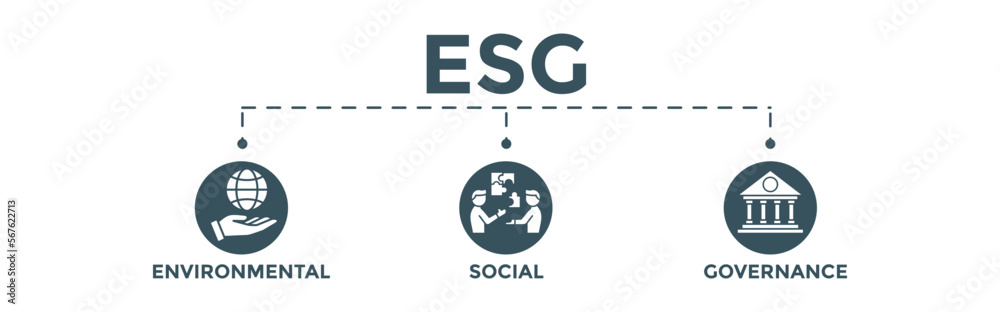 ESG - Environment Social Governance concept banner. Editable vector ...