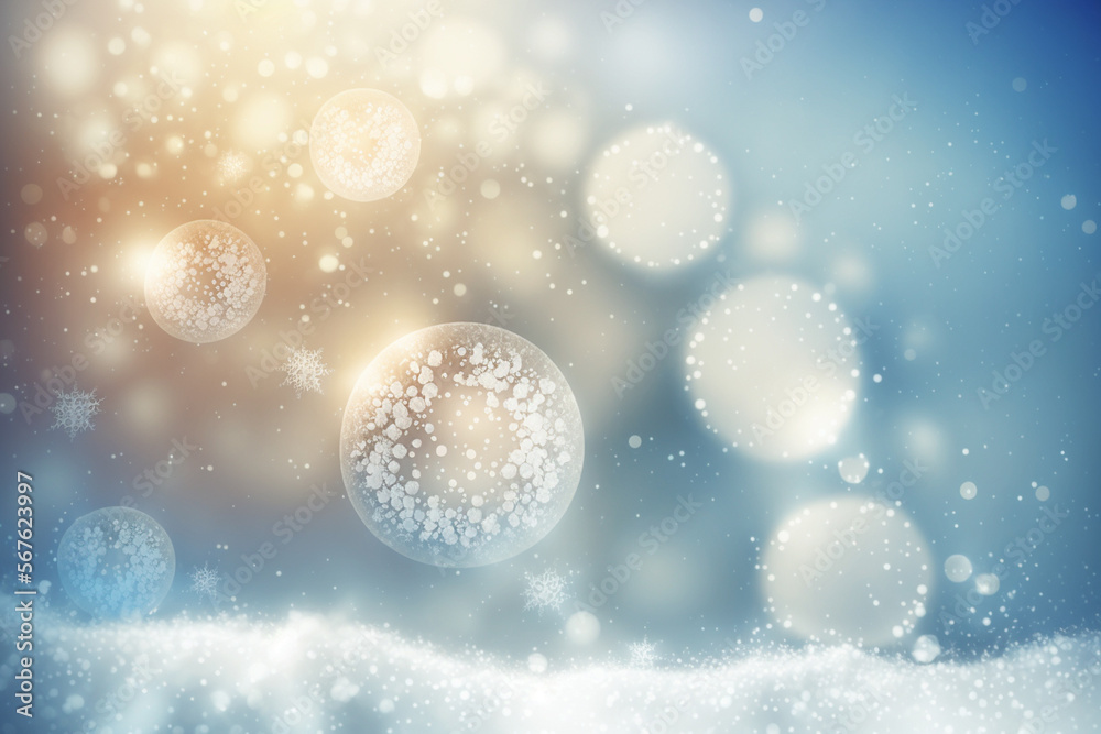 Winter snow background with snowdrifts, with beautiful light and snow flakes on the blue sky, beautiful bokeh circles Winter snow background with snowdrifts, with beautiful light and snow flakes on the blue sky, beautiful bokeh circles
