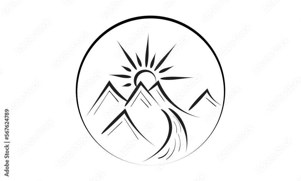 Wild Nature Illustration. Simple mountain landscape design. Wild Nature Illustration. Simple mountain landscape design.