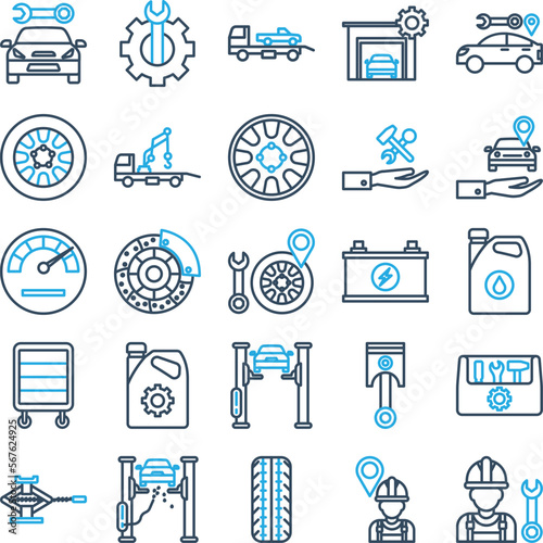 Car Repairing icons set, Car Repairing vector icon, Car Repairing icons pack, car service icons set, car service icons pack, auto service icons pack, car service outline dual icons set