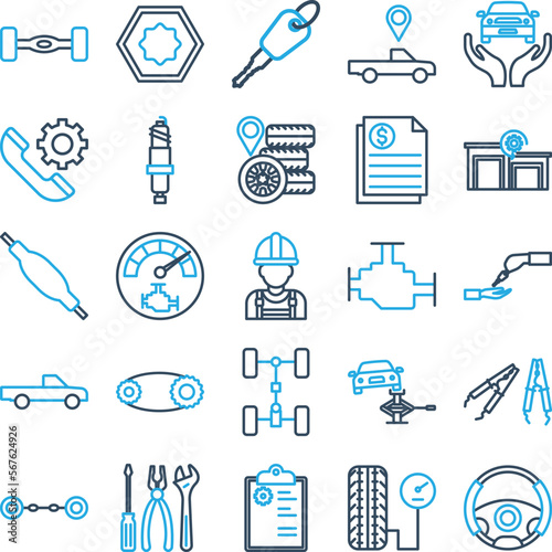 Car Repairing icons set, Car Repairing vector icon, Car Repairing icons pack, car service icons set, car service icons pack, auto service icons pack, car service outline dual icons set