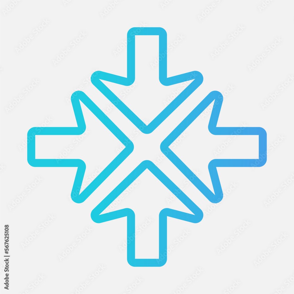 Minimize arrow icon vector illustration in gradient style, use for website mobile app presentation Minimize arrow icon vector illustration in gradient style, use for website mobile app presentation
