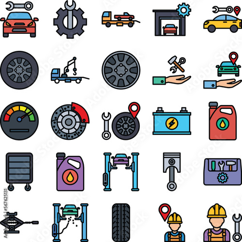 Car Repairing icons set, Car Repairing vector icon, Car Repairing icons pack, car service icons set, car service icons pack, auto service icons pack, car service fill color icons set
