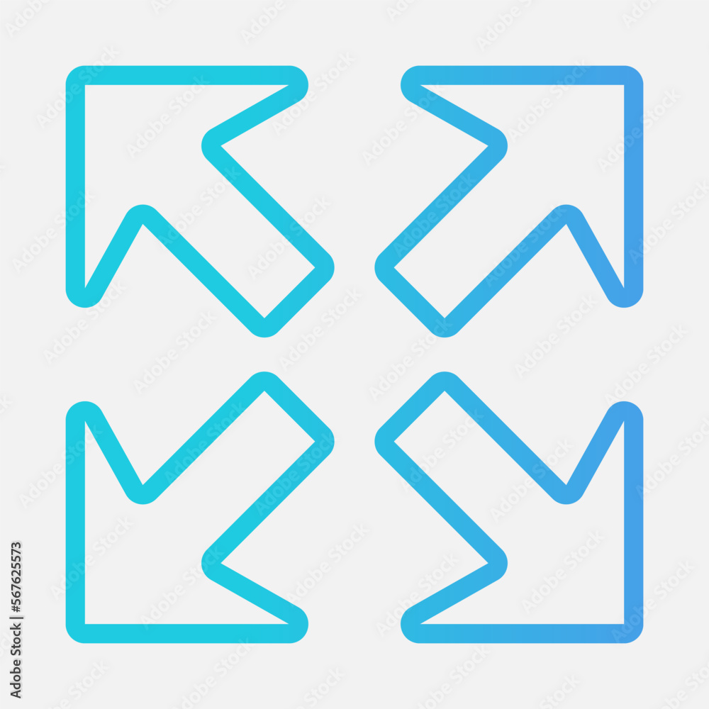 Maximize arrow icon vector illustration in gradient style, use for website mobile app presentation Maximize arrow icon vector illustration in gradient style, use for website mobile app presentation