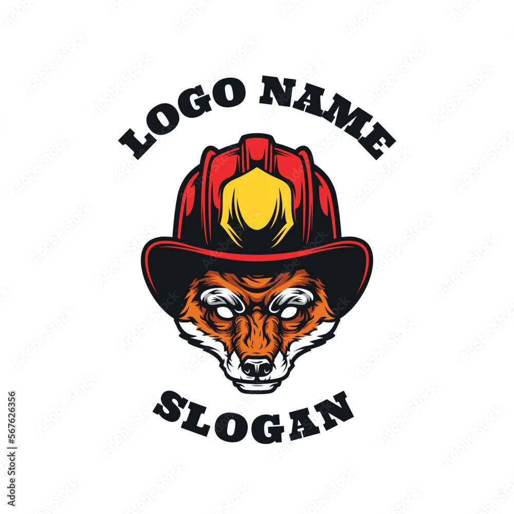 Fox Firefighter Graphic Logo Design
