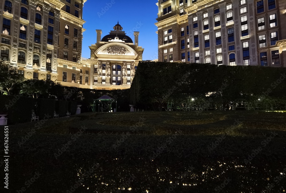 Light Up Macao Macau Grand Lisboa Palace Architecture European Baroque Garden Jardim Secreto Night Nature Outdoor Patio Landscape Design Green Plants Recreation