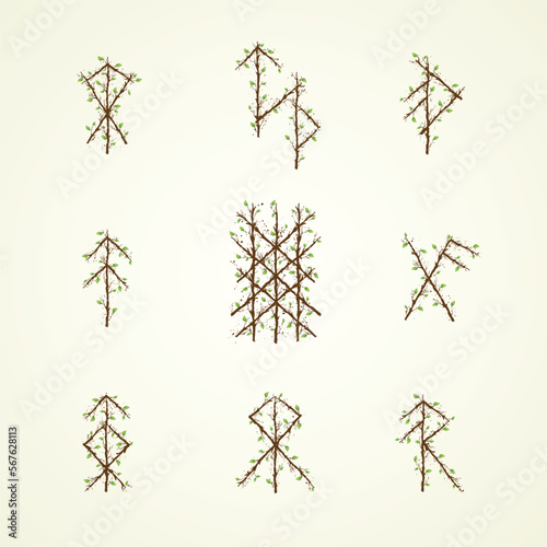 Tree branch bind runes leaves