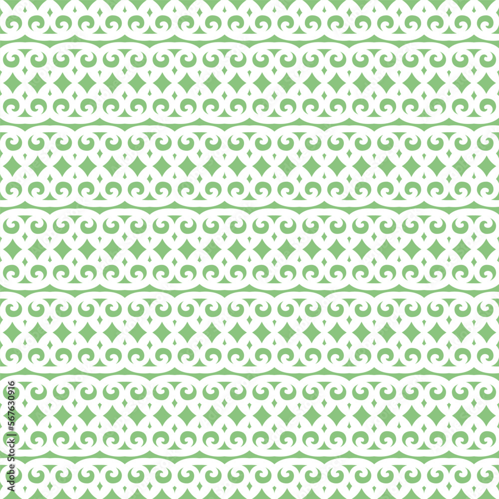 Seamless pattern of white decor on green background Seamless pattern of white decor on green background