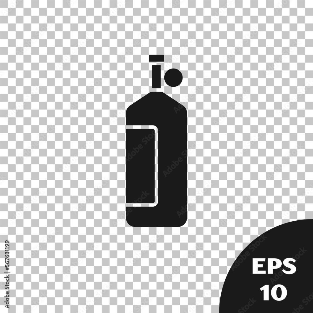 Black Aqualung icon isolated on transparent background. Oxygen tank for diver. Diving equipment. Extreme sport. Diving underwater equipment. Vector Black Aqualung icon isolated on transparent background. Oxygen tank for diver. Diving equipment. Extreme sport. Diving underwater equipment. Vector