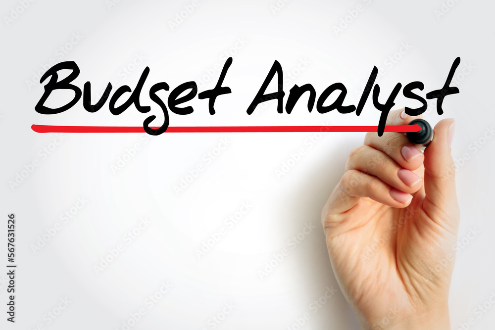 Budget Analyst are responsible for reviewing the organization's budget and approving spending requests, text concept background Budget Analyst are responsible for reviewing the organization's budget and approving spending requests, text concept background