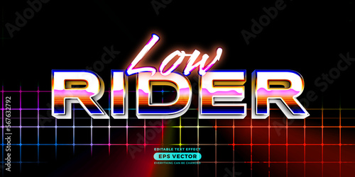 Retro text effect low rider futuristic editable 80s classic style with experimental background, ideal for poster, flyer, social media post with give them the rad 1980s touch