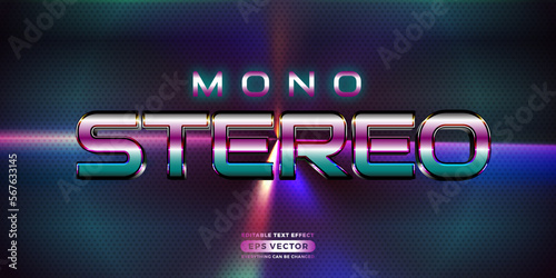 Retro text effect mono stereo futuristic editable 80s classic style with experimental background, ideal for poster, flyer, social media post with give them the rad 1980s touch