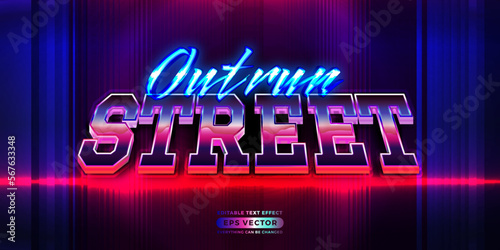 Retro text effect outrun street futuristic editable 80s classic style with experimental background, ideal for poster, flyer, social media post with give them the rad 1980s touch