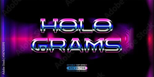 Retro text effect hologram futuristic editable 80s classic style with experimental background, ideal for poster, flyer, social media post with give them the rad 1980s touch