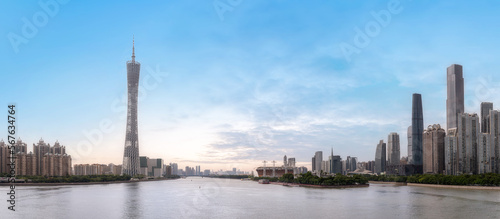 City street view on both sides of the Pearl River in Guangzhou