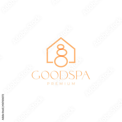 stone rock circle balance relax spa wellness yoga home minimalist feminine logo design vector icon illustration