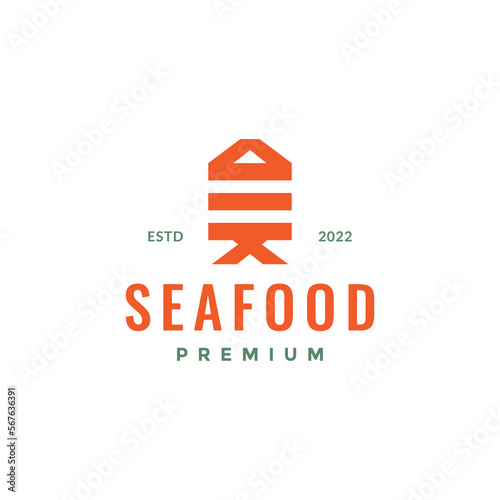 seafood fish food cooking modern shape delicious taste logo design vector icon illustration