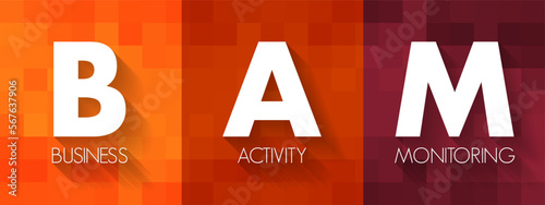 BAM - Business Activity Monitoring is software that aids in monitoring of business activities, acronym text concept background
