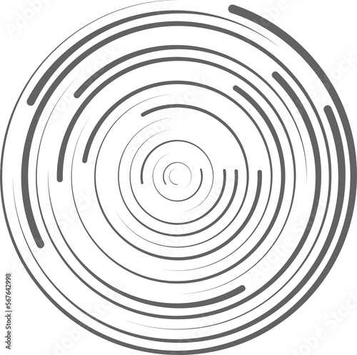 Circle concentric lines. Rippled rings and round sound waves pattern. Radial signal radar sign. Abstract sonar 