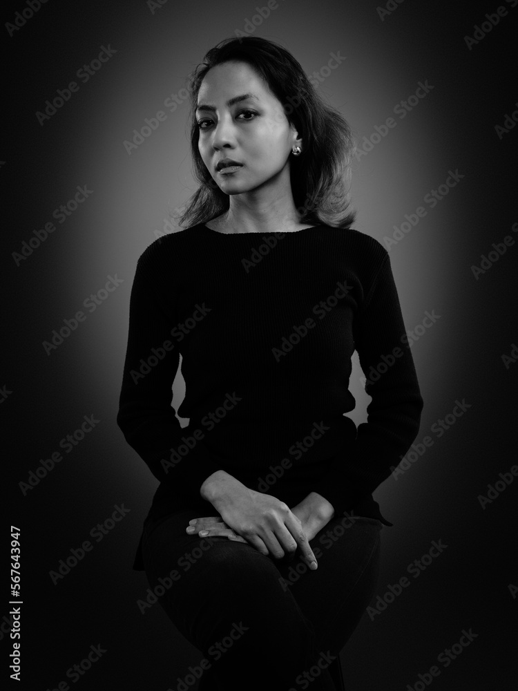 Fototapeta premium Beautiful Asian Woman Portraiture Studio Session Fashion and Lifestyle Theme