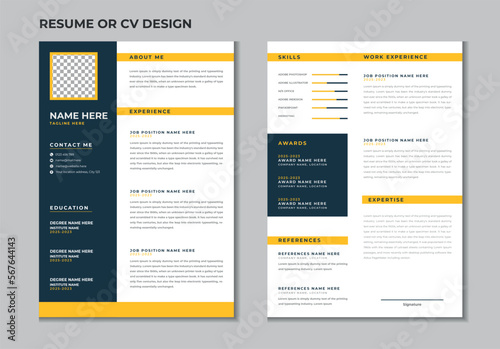Double pages professional creative resume or portfolio template design for a person on white background