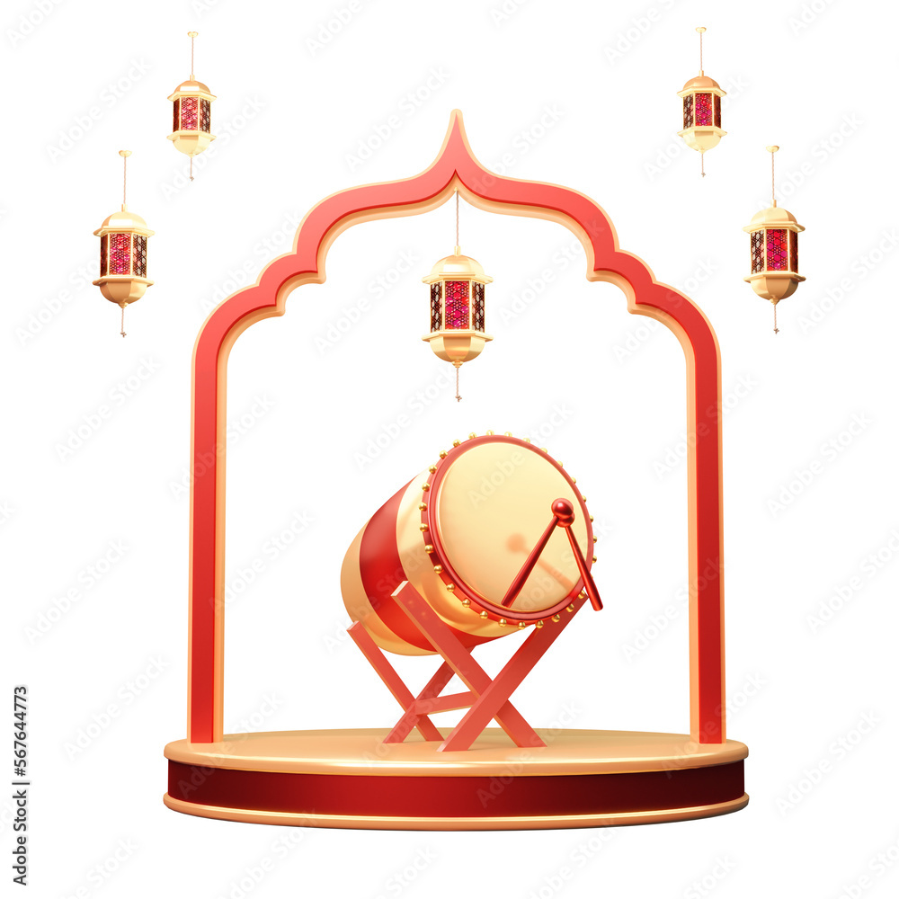 Fototapeta premium podium lantern and drum islamic design element