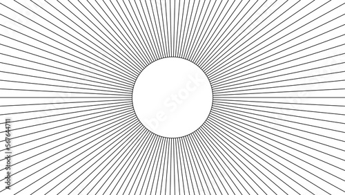Modern circular black stripe pattern in monochrome colors. Line pattern texture for banners, covers, terrain, sci-fi, wireframe, and related to background.