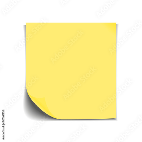 Yellow stick note paper isolated on a white background