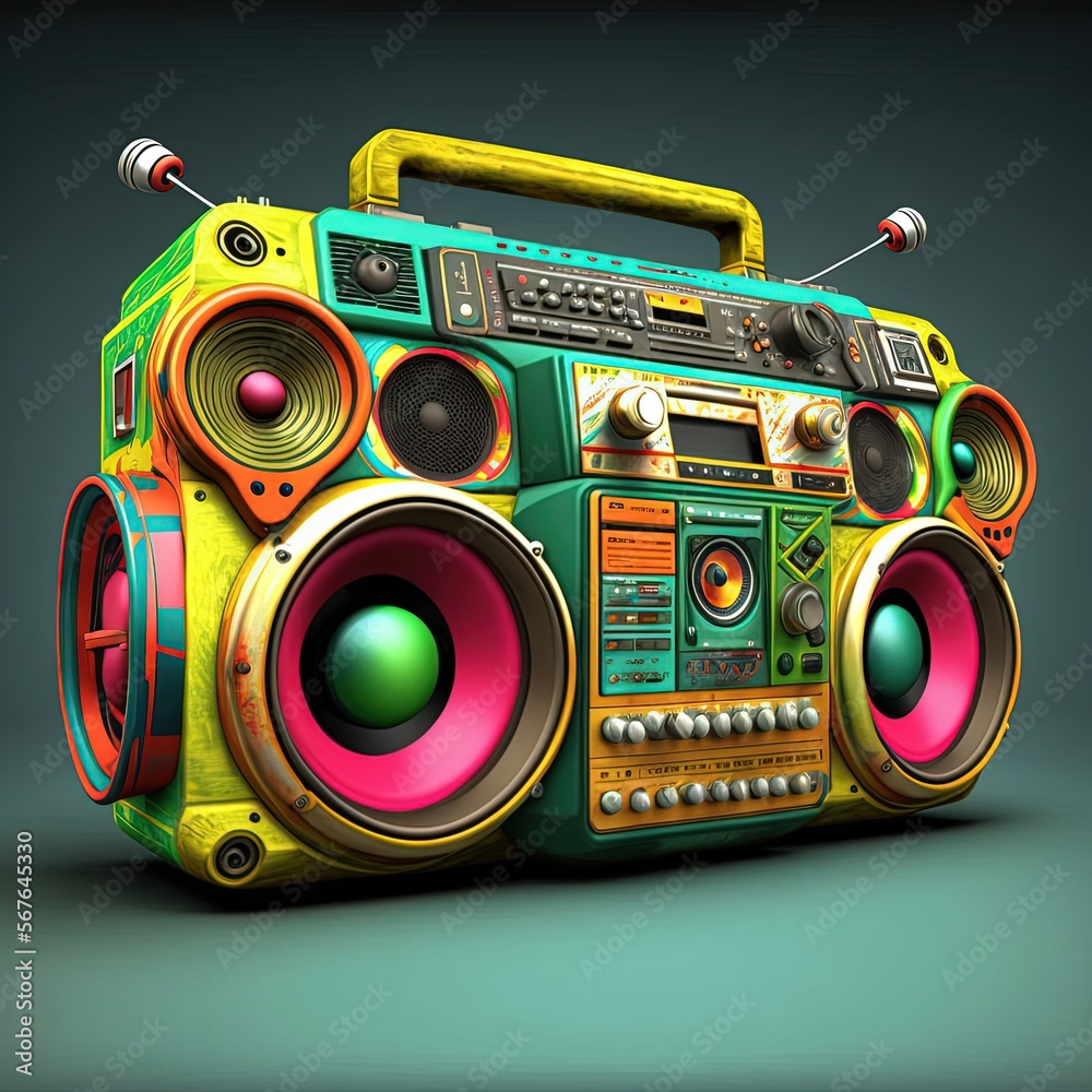 Fototapeta premium A boombox, or ghetto blaster with some tropical style