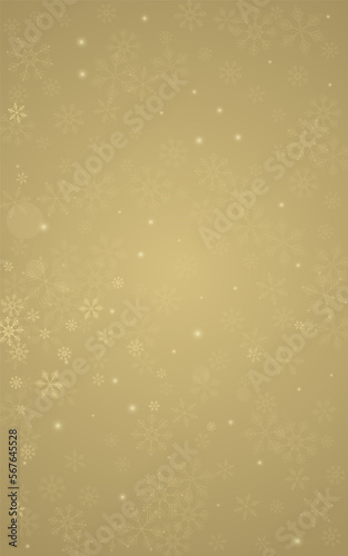 Gray Snowfall Vector Golden Background. Sky Snow