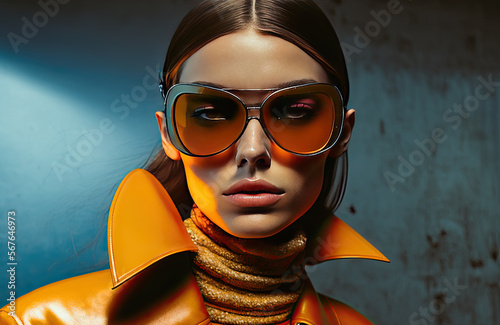 artificial intelligence fashion portrait of Caucasian models with retro style and vintage colors
