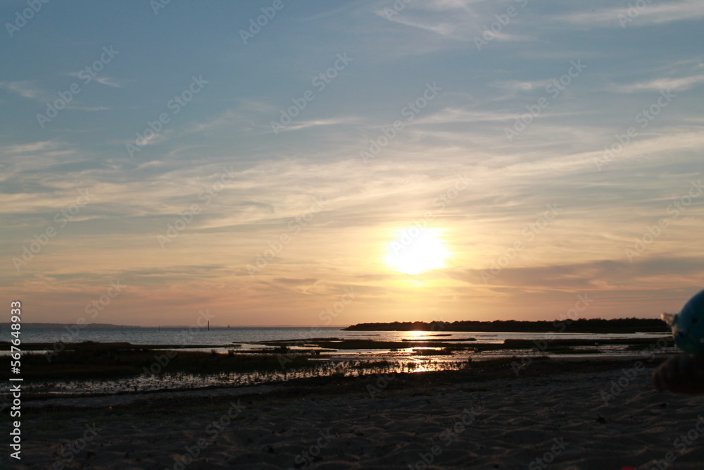 Coucher de soleil sur la plage d'Audenge