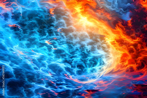 Fire and water abstract art - AI