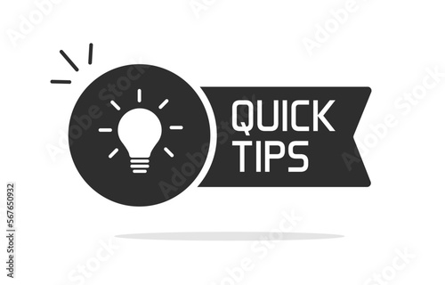 Quick tips icon vector pictogram simple black white glyph symbol clipart graphic illustration, help hint advice info label tag idea image