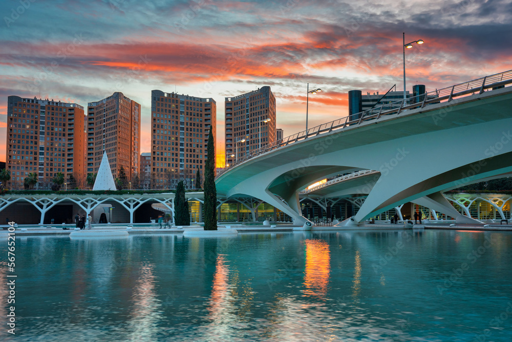 Beautiful architecture in the Valencia city at sunset, Spain Beautiful architecture in the Valencia city at sunset, Spain
